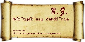 Mátyássy Zakária névjegykártya